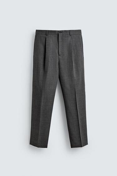 100% WOOL REGULAR FIT TROUSERS - Grey by Zara