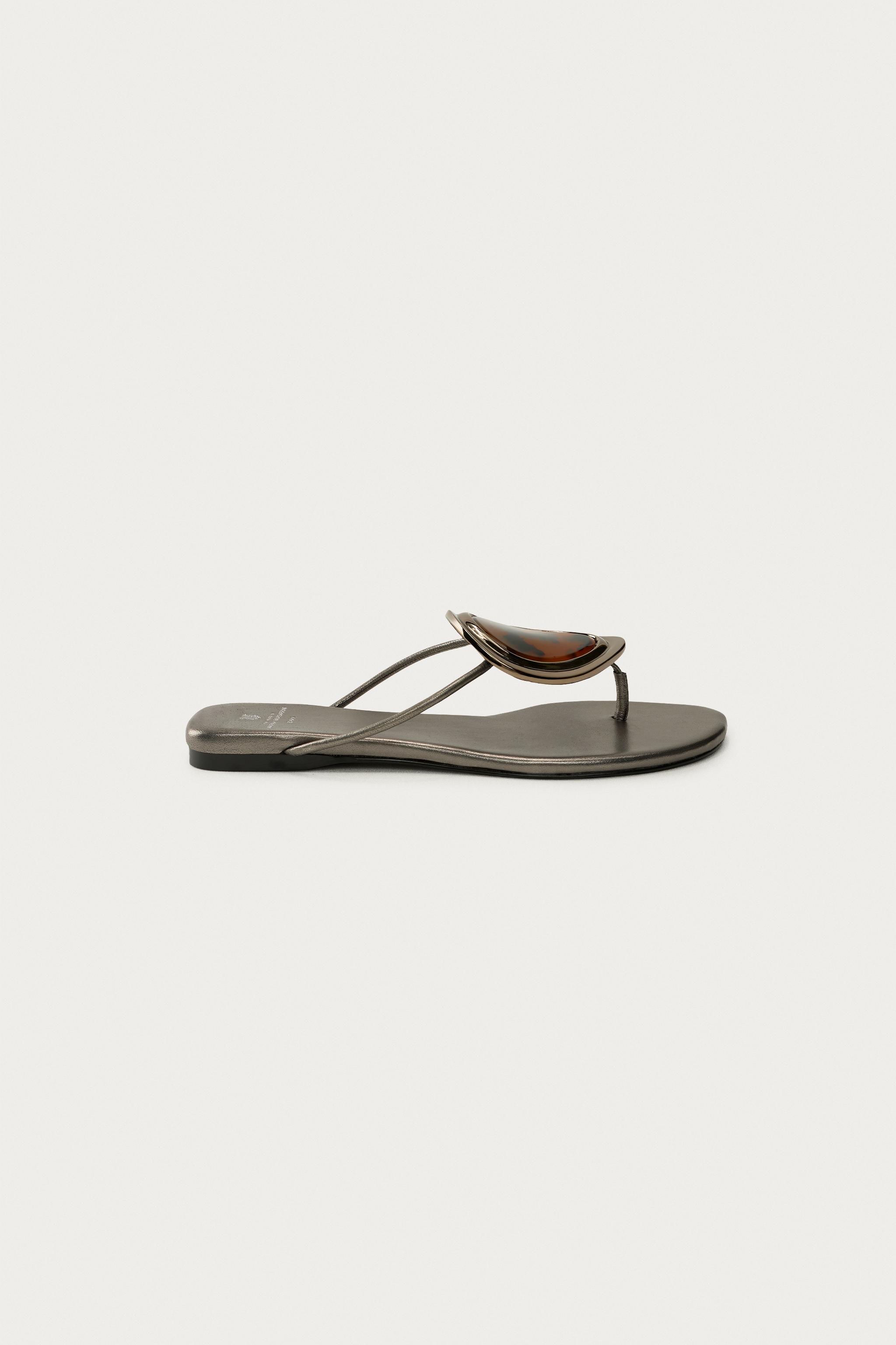 Женские сандалии Zara MARISA BERENSON X ZARA FLAT LEATHER SANDALS — фото 2
