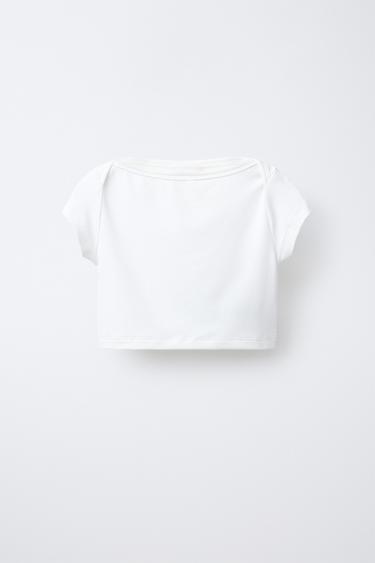 TOP CROPPED سادة مرن - أبيض الخاص بـ Zara - صورة 0