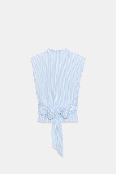 TOP À RAYURES AVEC ÉPAULETTES ET NŒUD EN FIL MÉTALLISÉ - 975 de Zara - Image 7