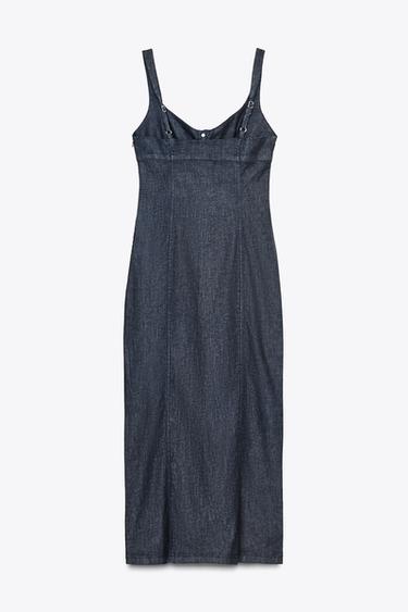 ROBE Z1975 MIDI EN DENIM À BRETELLES - Bleu de Zara - Image 6