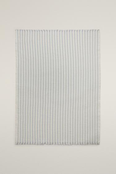 STRIPED MUSLIN BABY BLANKET - Blue by Zara - Image 0