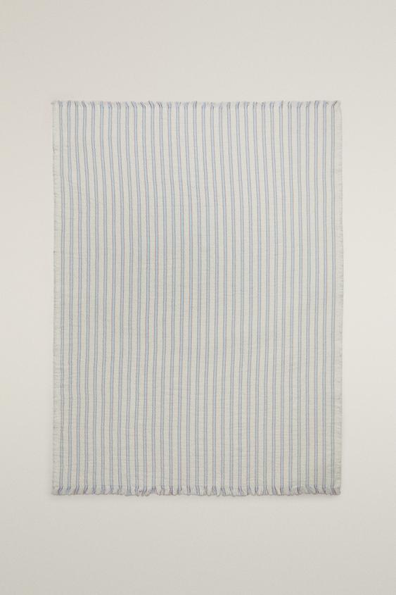 BABYDECKE GAZE STREIFEN - Blau von Zara - Bild 0