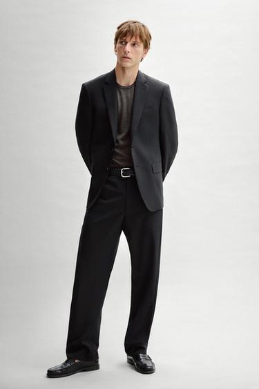 Zara 100% cool wool suit blazer - Black - Image 0