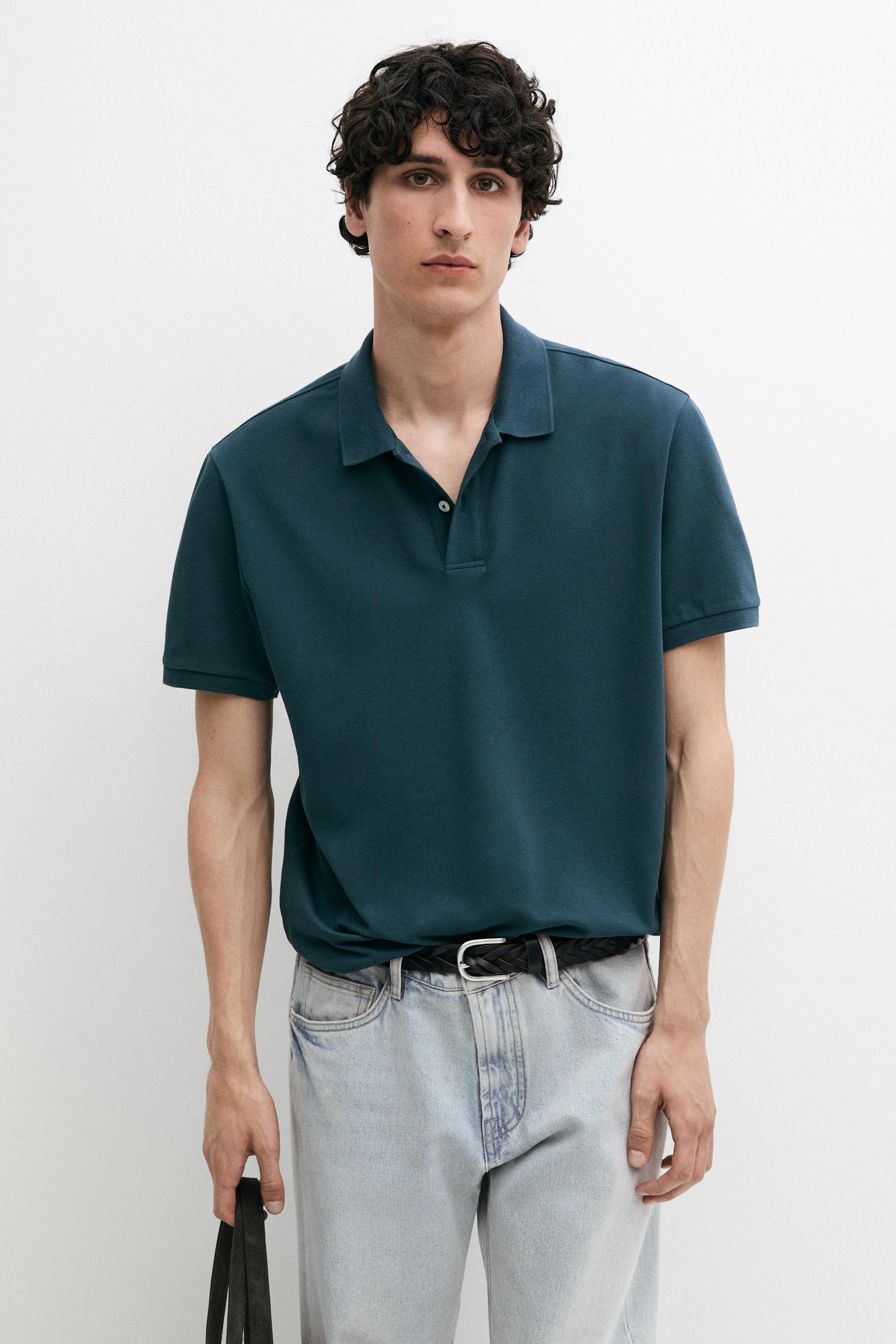 Micro-textured cotton piqué polo shirt