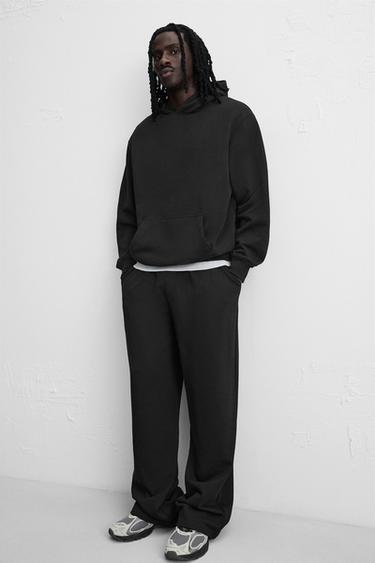 WIDE-LEG JOGGER TROUSERS - Black by Zara - Image 4