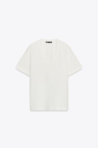 CAMISETA ALGODÓN BÁSICA - Blanco roto de Zara
