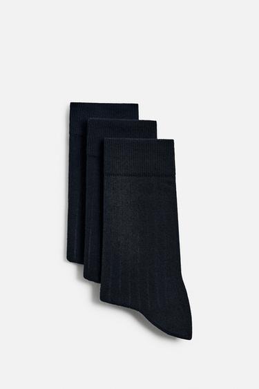 PACK OF 3 TEXTURED SOCKS - Navy blue by Zara - Image 0