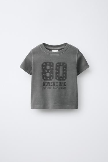 SLOGAN PRINT T-SHIRT - Grey by Zara
