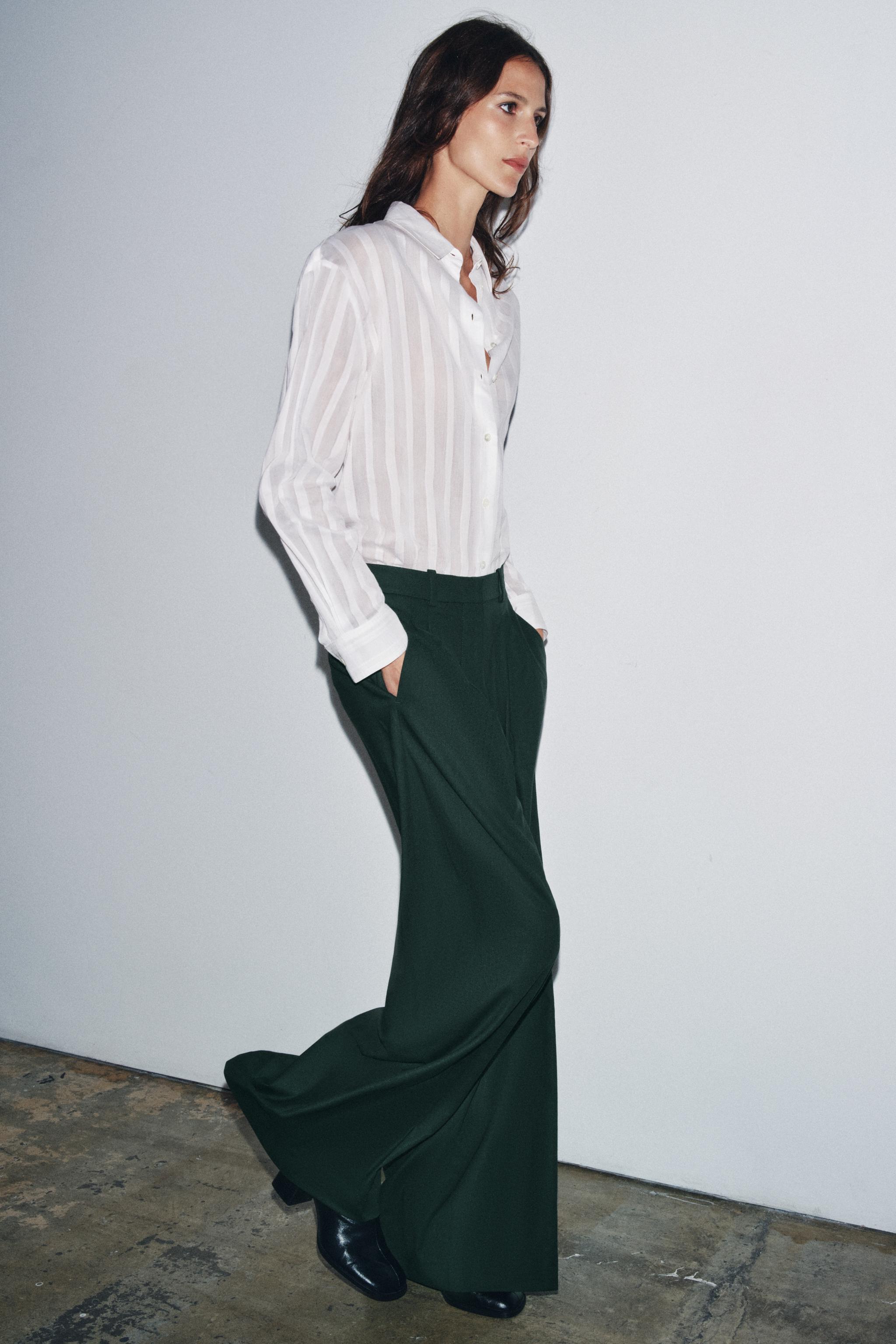 COTTON - SILK STRIPED SHIRT ZW COLLECTION - White | ZARA