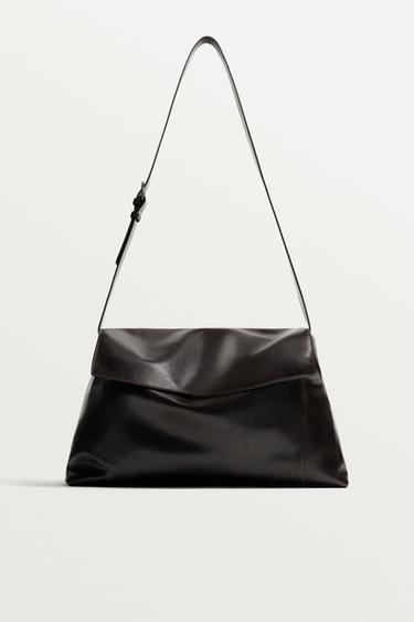 Zara KOŽNA TORBA XL ZA NOŠENJE PREKO RAMENA I TELA – Smeđa