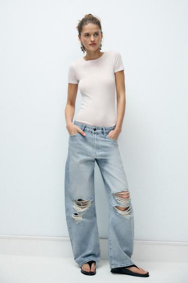 Zara ZW COLLECTION BARREL HIGH WAIST JEANS - Faded blue