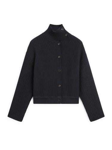 Cardigan à col montant en coton - Bleu marine de Zara