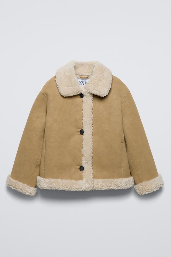 両面フェイクシープスキンジャケット - ライトキャメル | ZARA Japan 