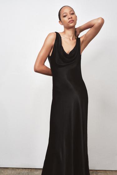 VESTIDO LARGO SATINADO ZW COLLECTION - Negro de Zara
