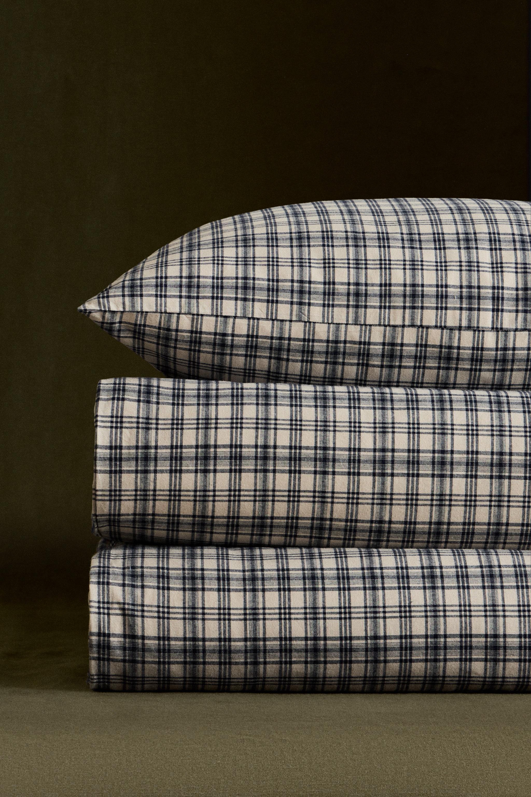 PLAID FLANNEL DUVET COVER (170 G/M²)