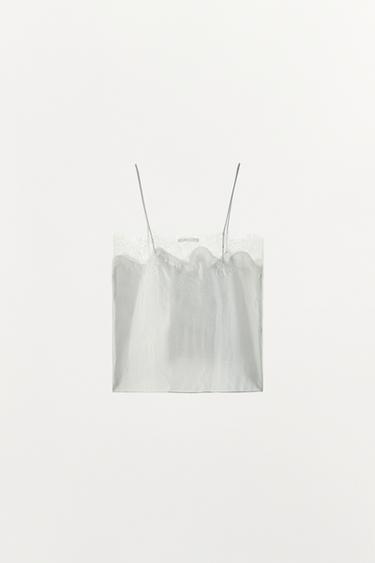 STRIPED LACE STRAPPY TOP - Ecru / Beige by Zara - Image 6
