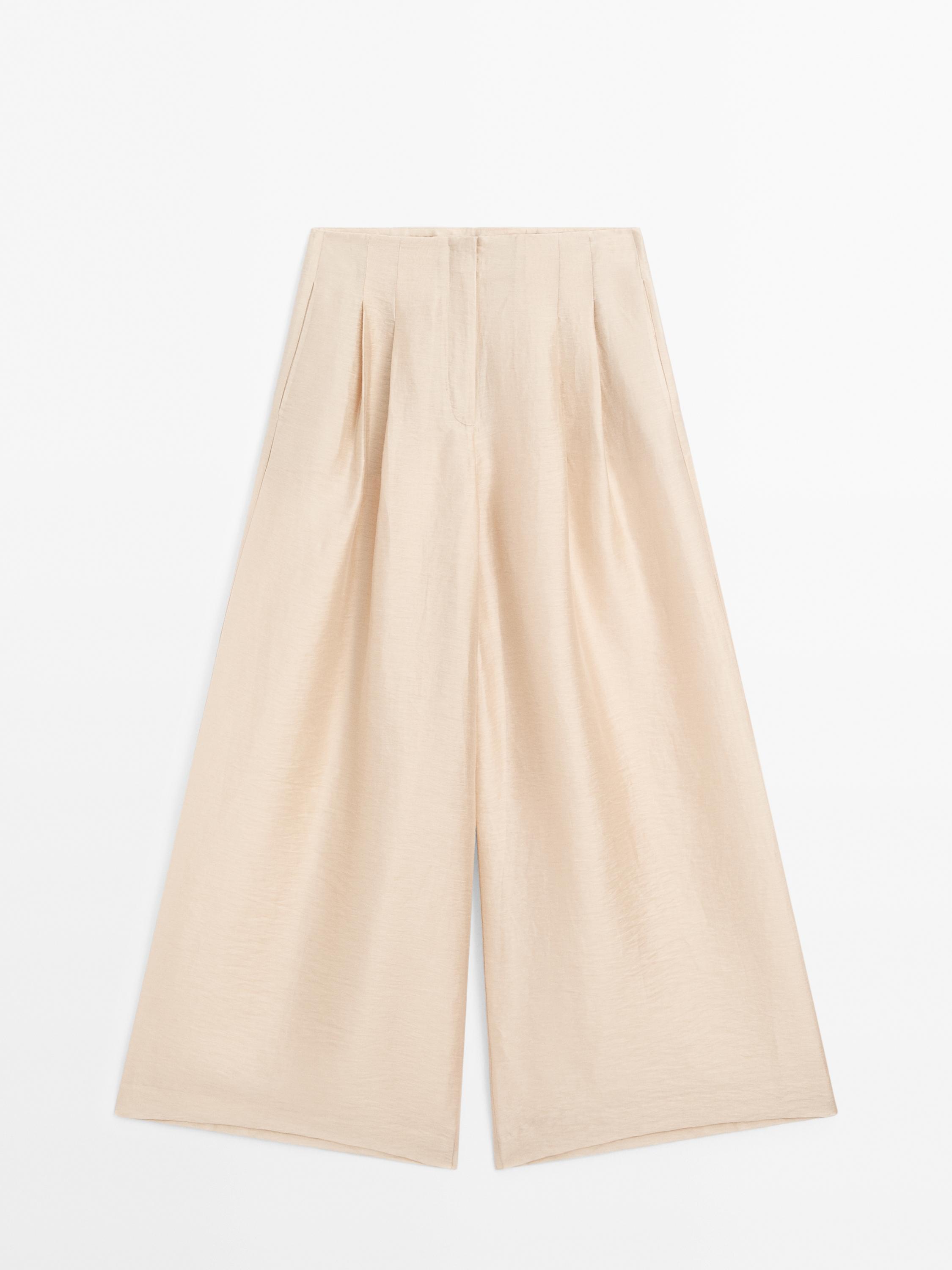 Pantalon à pinces fluide lin mélangé