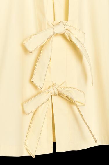 POPLIN BLOUSE WITH TIES - Yellow by Zara
