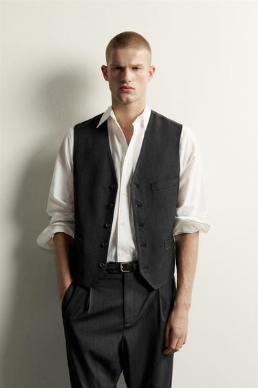 STRIPED SUIT VEST — Black 2