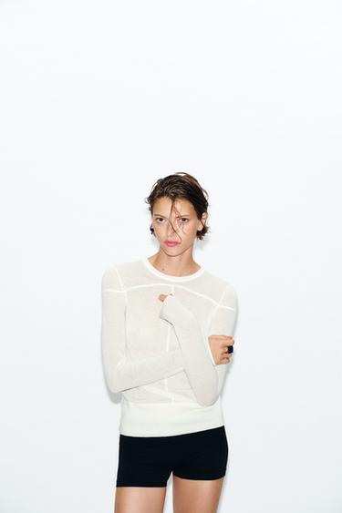 ТОНКИЙ СВИТЕР ИЗ СМЕСОВОЙ ШЕРСТИ — ЭКРЮ от Zara