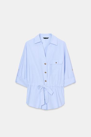 SAFARI POPLIN SHIRT - Light blue by Zara - Image 6