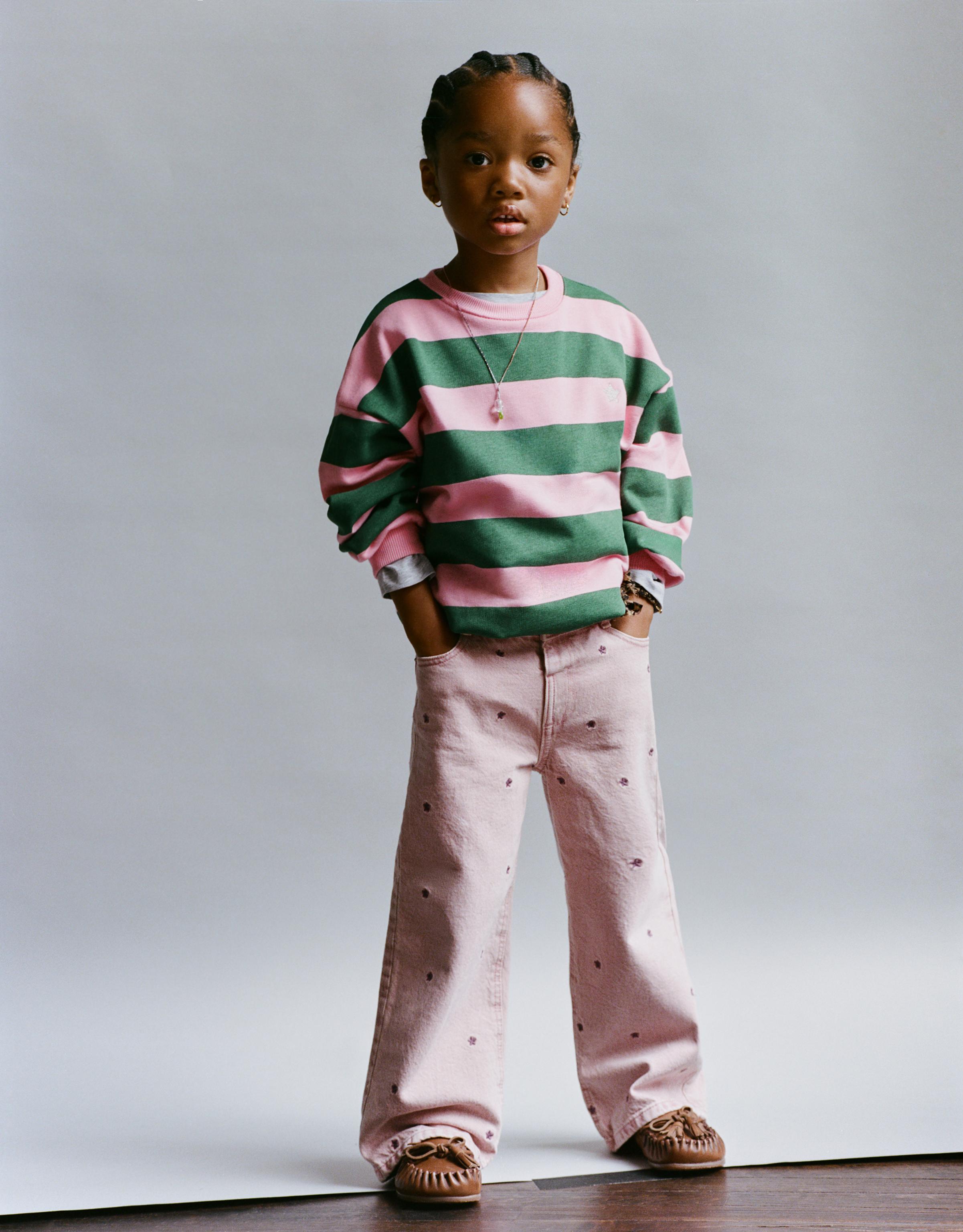 STRIPED EMBROIDERED STAR SWEATSHIRT — Khaki (alternate view)