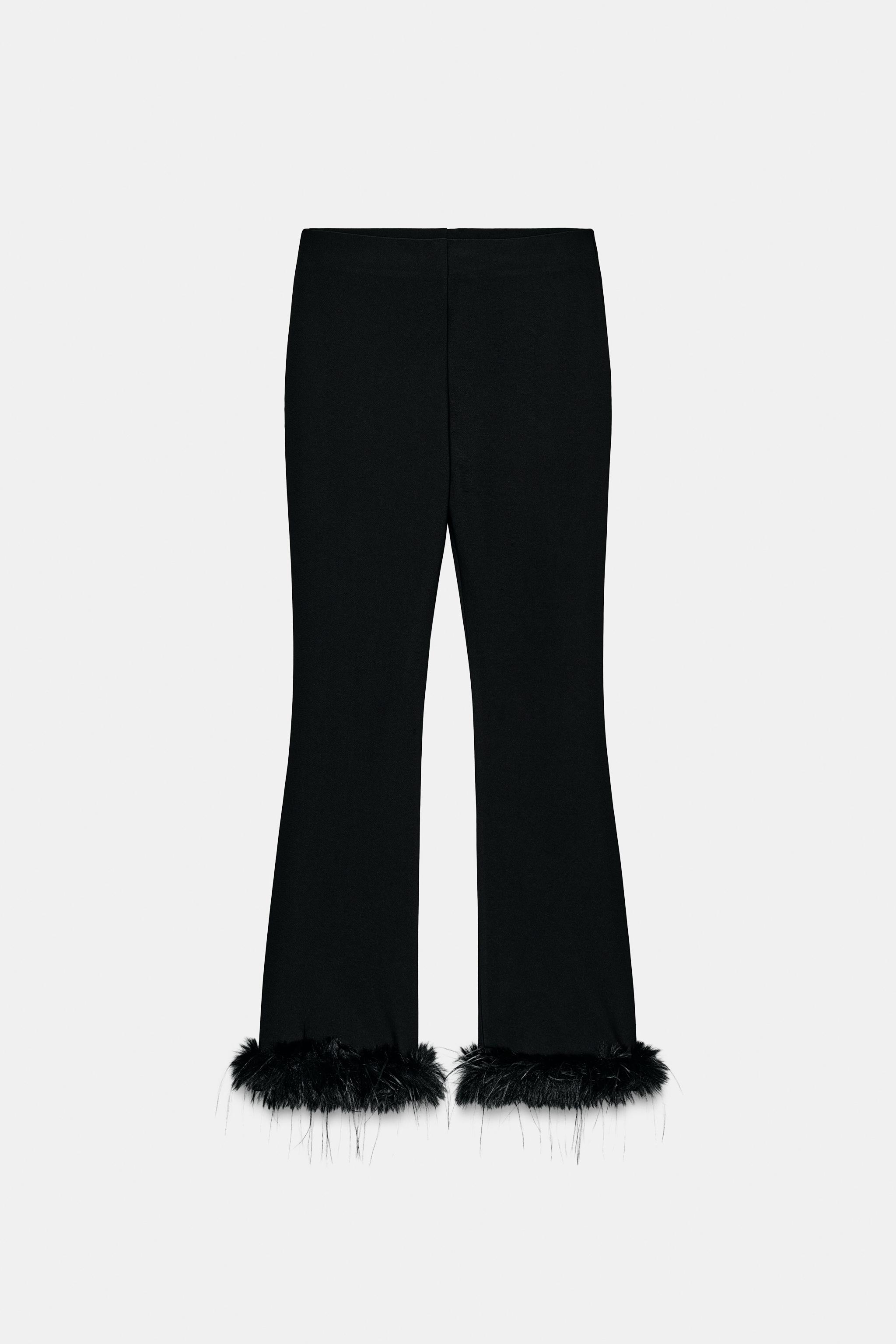 FLARE PANTS WITH FAUX FUR HEM