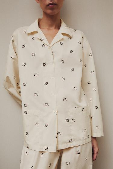 CHEMISE FEUILLES NOËL - Écru de Zara - Image 6