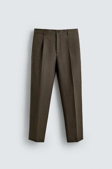 PANTALÓN REGULAR FIT 100% LANA - Visón de Zara