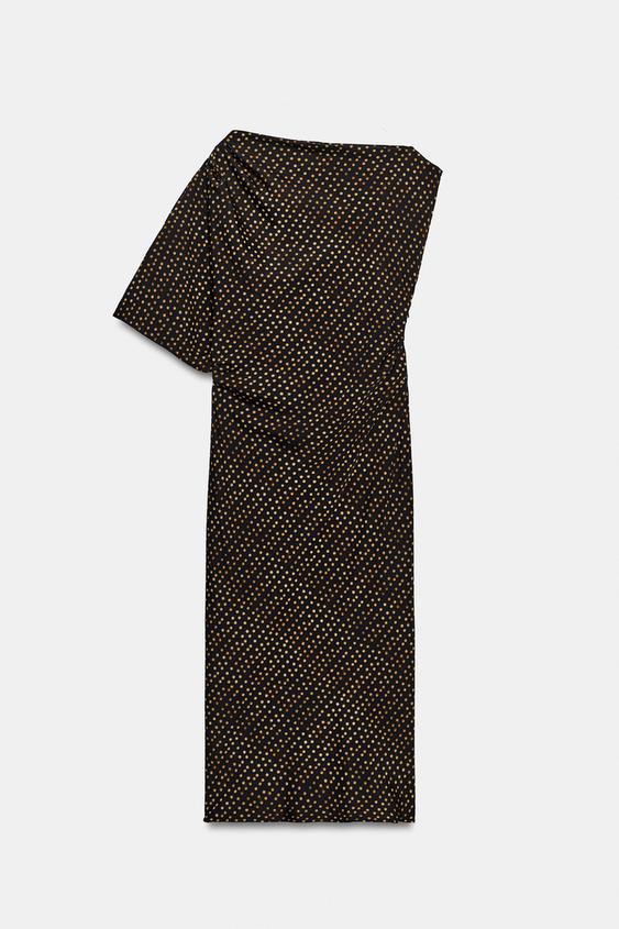 VESTIDO MIDI ASIMÉTRICO - chocolate de Zara - Imagen 0