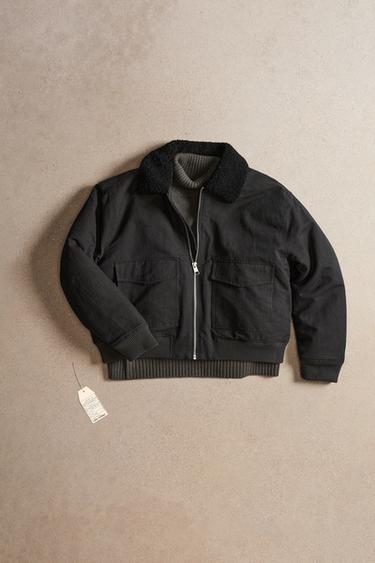 CONTRAST BOMBER JACKET - Anthracite Grey by Zara