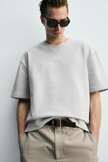 SWEAT COL ROND COUPE AMPLE - Gris chiné de Zara - Image 4