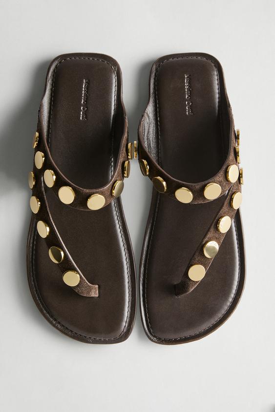 Split leather sandals with studs from Zara - $130