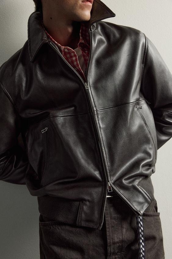 BLOUSON EN CUIR AARON LEVINE X ZARA - Marron de Zara - Image 5