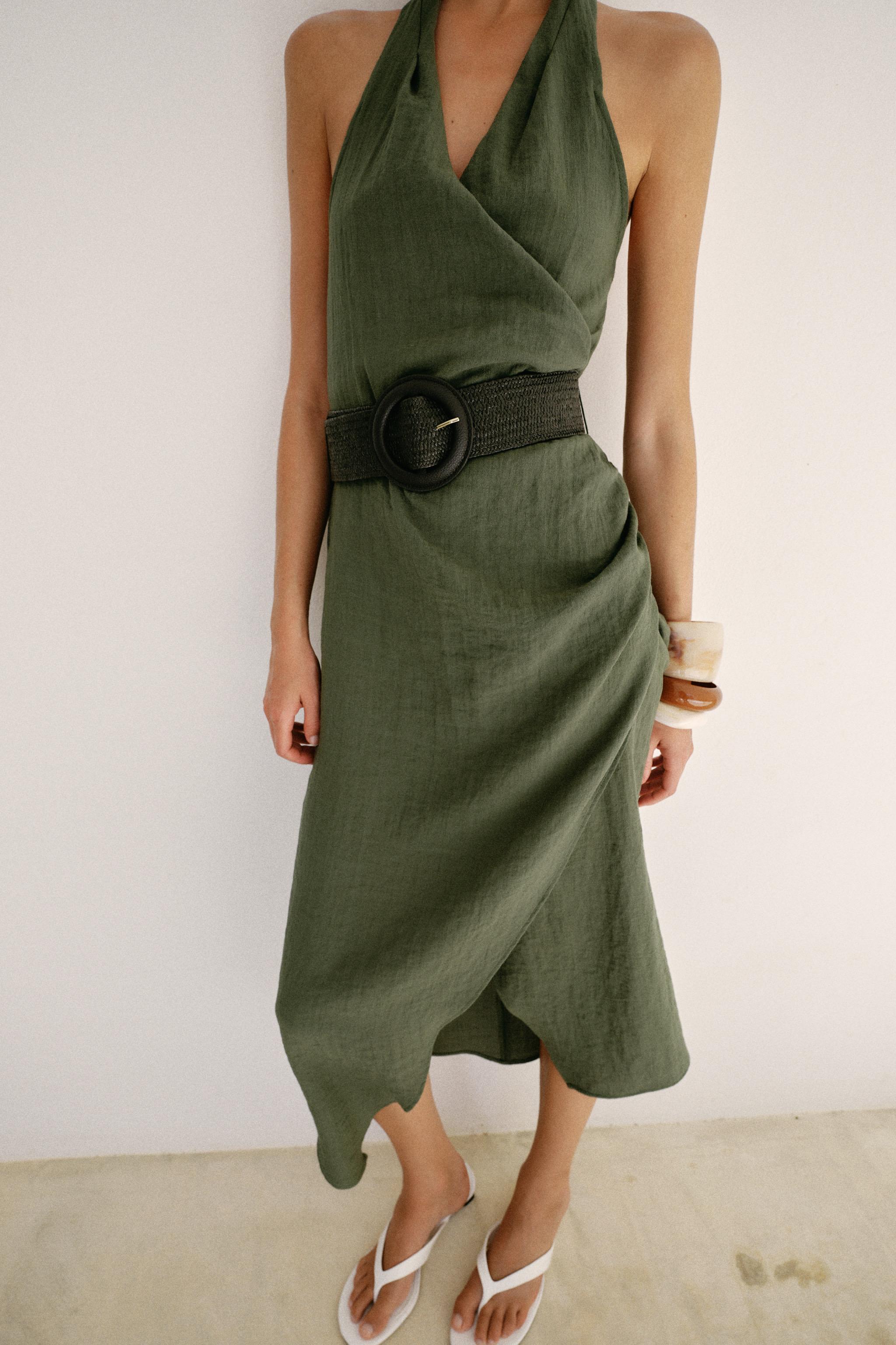 MIDI DRESS WITH LINEN BELT