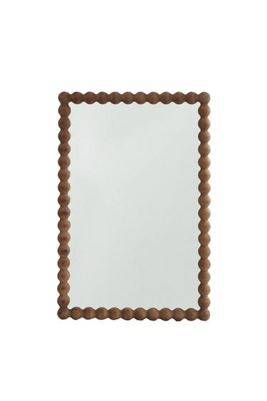 ウッドフレーム レクタングル ウォールミラーブラウンZaraのウッドフレーム レクタングル ウォールミラー - ブラウン 