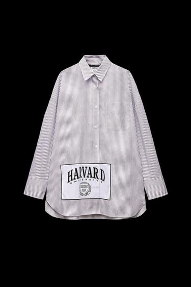 OVERSIZE-HEMD MIT HARVARD-UNIVERSITY-PATCH - Weiß / Granatrot von Zara - Bild 0