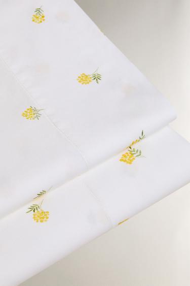 MIMOSA PRINT COTTON FLAT SHEET - Oyster-white by Zara - Image 4
