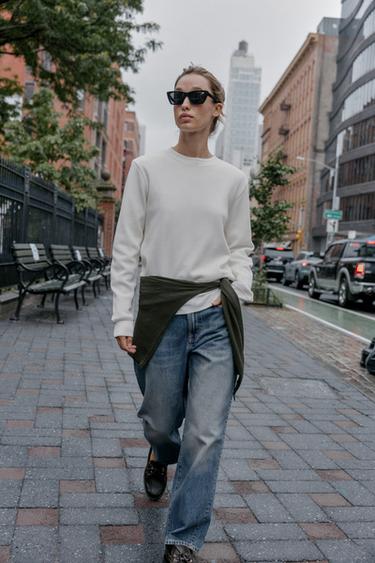 WAFFLE T-SHIRT WITH LABEL - Oyster-white by Zara