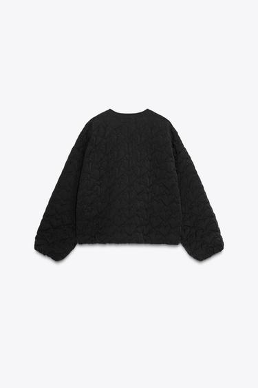 HEART QUILTED BOMBER JACKET - Black by Zara - Image 1