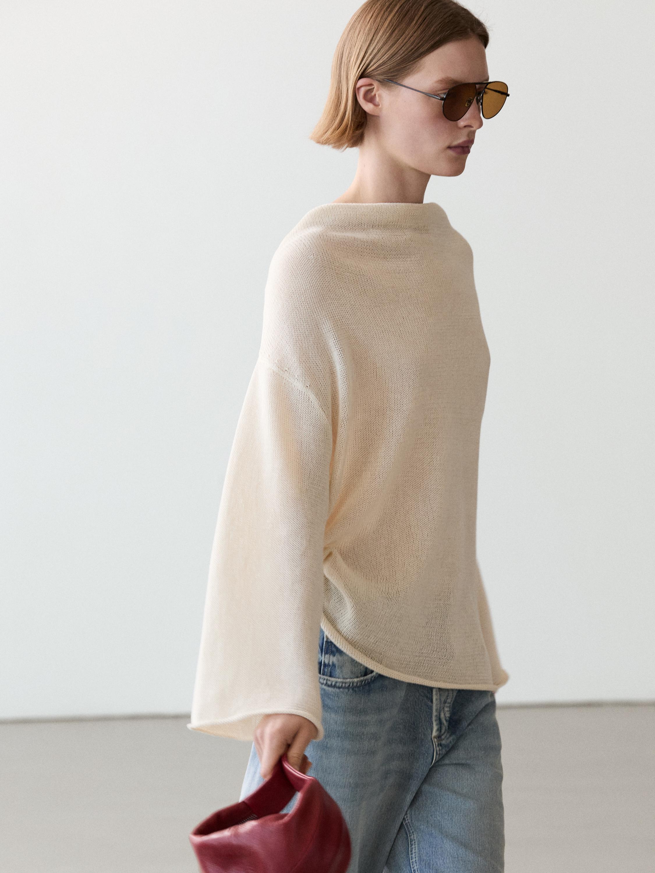 100% cotton knit sweater with back ties