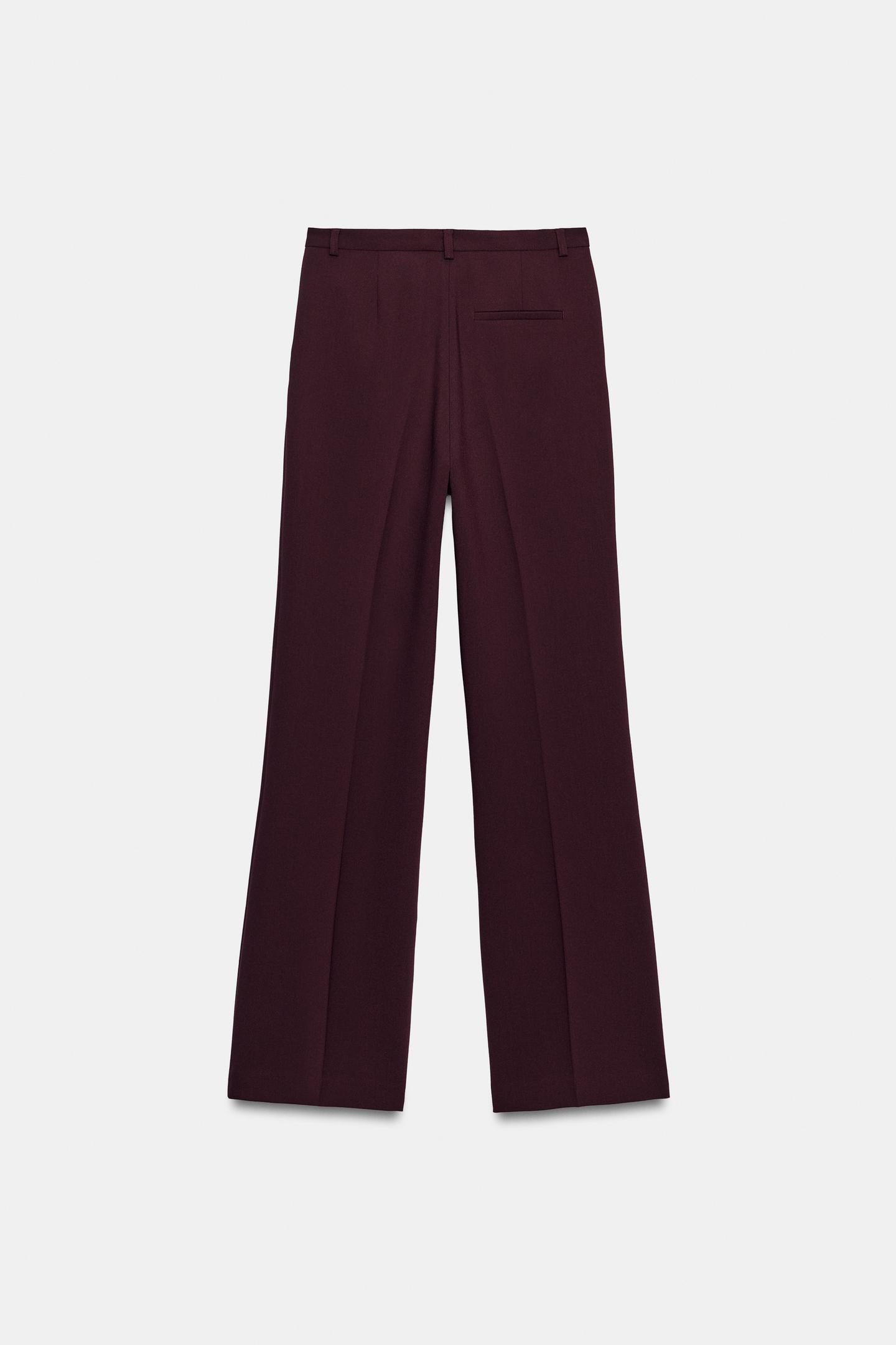Женские брюки Zara High-Rise Straight-Leg, цвет: Бордовый — фото 6