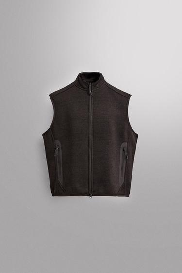 CONTRAST KNIT FLEECE WAISTCOAT - Brown by Zara - Image 0