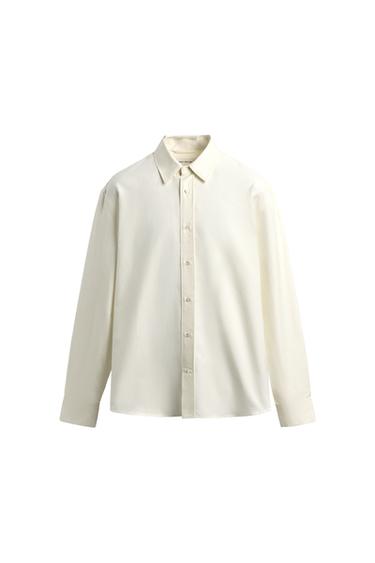 REGULAR FIT COTTON-SILK SHIRT - Oyster-white by Zara