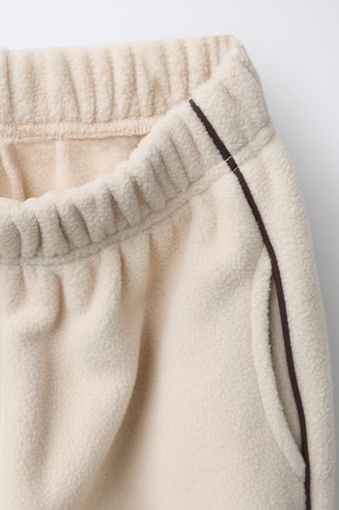 FLEECE JOGGERS WITH TRIMS - Mid-ecru by Zara - Image 2