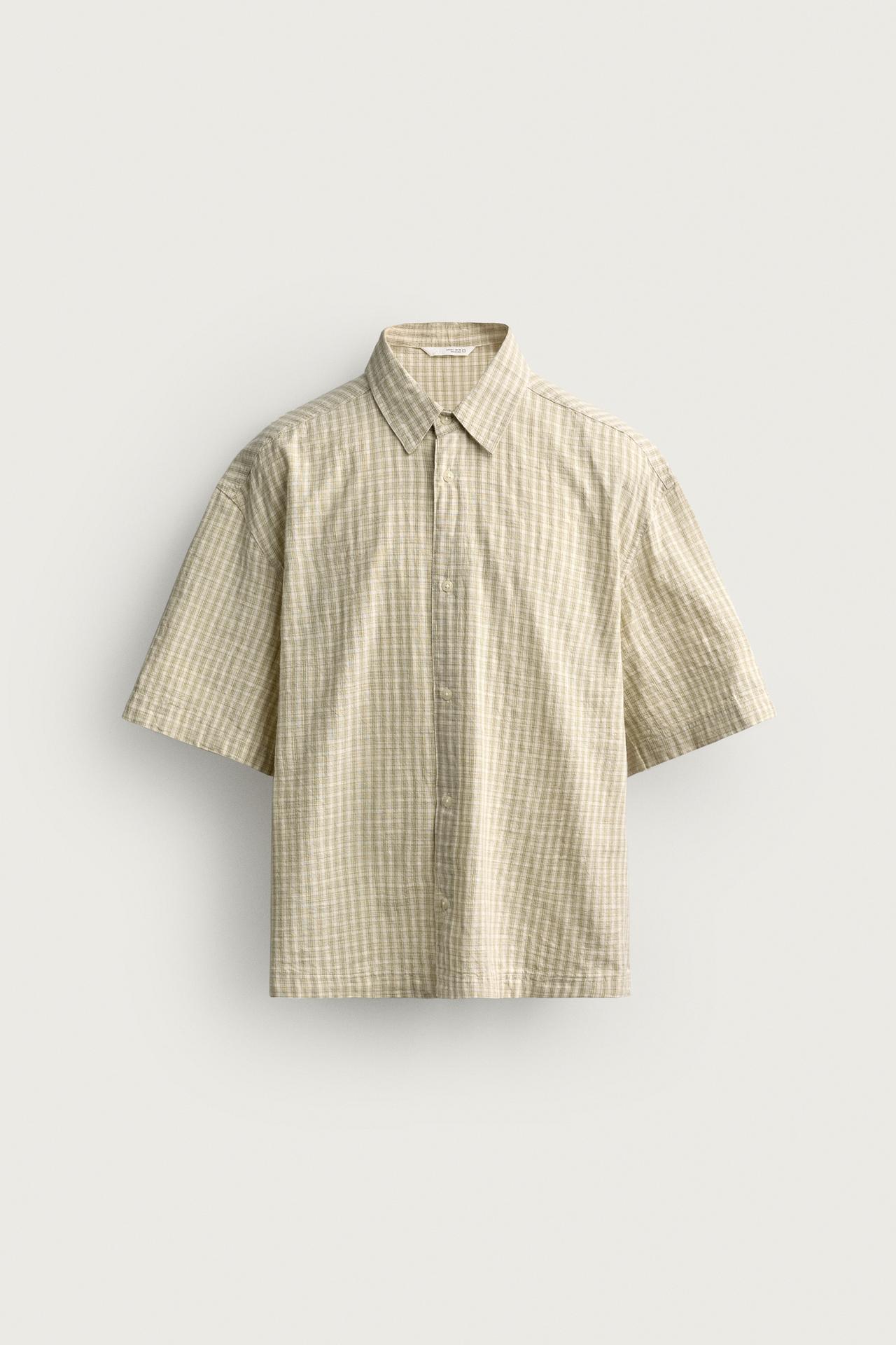BOXY FIT PLAID SHIRT — White / Green