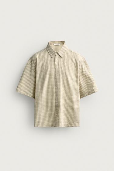 CHEMISE BOXY FIT À CARREAUX - Blanc / Vert de Zara - Image 7