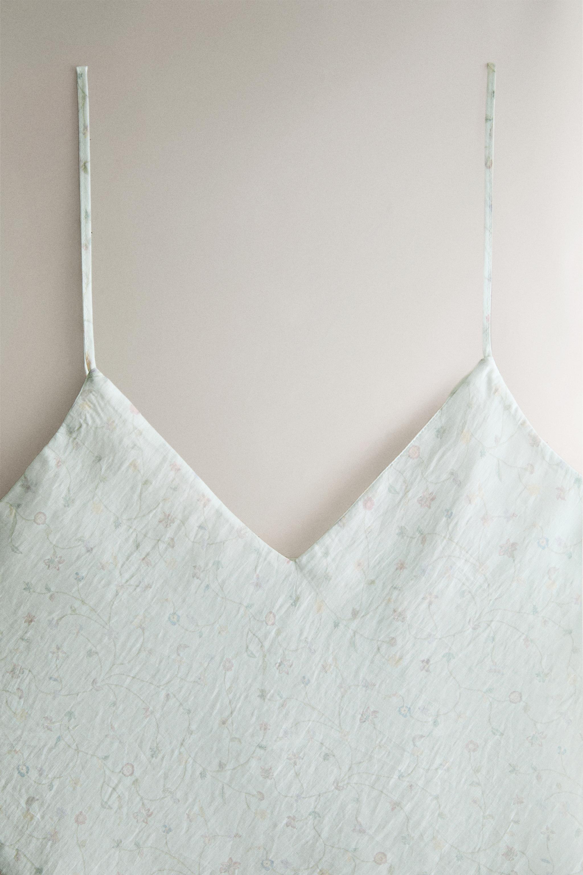 FLORAL STRAPPY TOP — Sea green