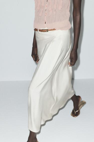 FALDA MIDI CINTURÓN - Arena claro de Zara